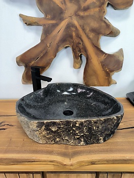 Раковина из речного камня RS-66369 57х45х15 из натурального камня