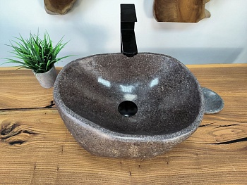 Раковина из речного камня RS-65762 42х34х16 из натурального камня