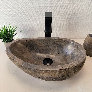 Раковина из речного камня RS-66028 47х31х14 из натурального камня