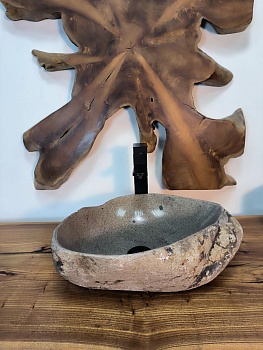 Раковина из речного камня RS-66746 44х34х14 из натурального камня