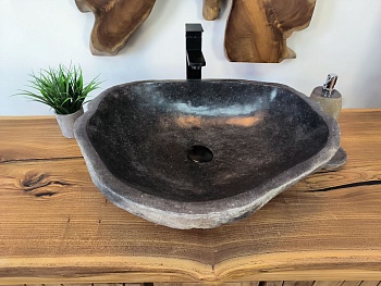 Раковина из речного камня RS-65800 58х48х16 из натурального камня