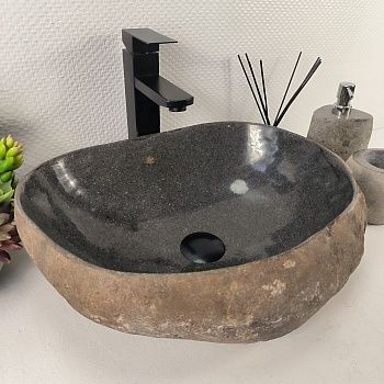 Раковина из речного камня RS-65449 45*34*15 из натурального камня