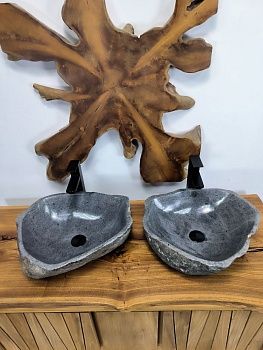 Раковина из речного камня ПАРА! RS-66570 50x42x15 натурального камня