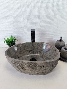 Раковина из речного камня RS-66204 48х33х15 из натурального камня