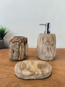 Набор из окаменелого дерева 3 предм NF-66130 дозатор,стакан,мыльница