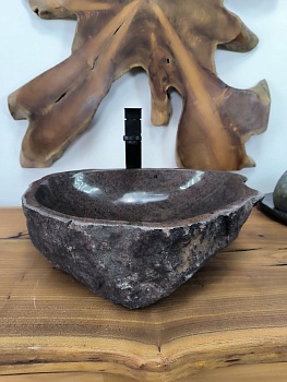 Раковина из речного камня RS-66293 47х38х15 из натурального камня