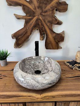 Раковина из мрамора Donut Doreng Grey DM-65867 45х45х13 из натурального камня