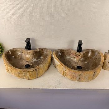 Раковина из окаменелого дерева ПАРА! OD-74357 67*46*15 2шт из натурального камня