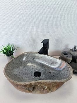 Раковина из речного камня RS-66189 53х37х15 из натурального камня