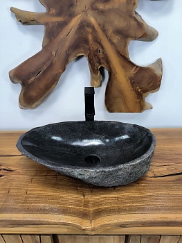 Раковина из речного камня RS-66575 55х33х14 из натурального камня