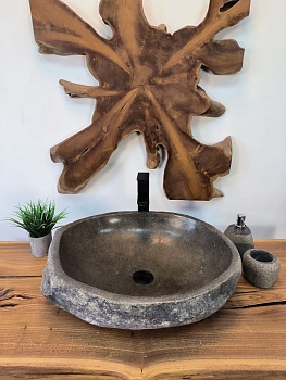 Раковина из речного камня RS-65772 55х47х16 из натурального камня