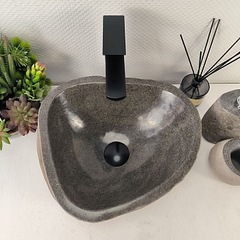 Раковина из речного камня RS-65442 38*33*15 из натурального камня