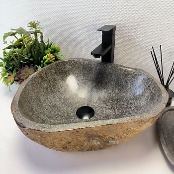 Раковина из речного камня RS-63855 (46*42*15) из натурального камня