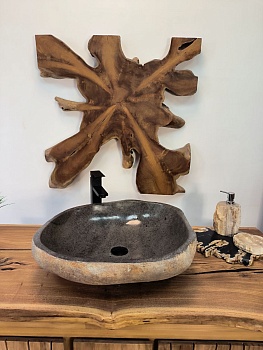 Раковина из речного камня RS-65896 54х49х15 из натурального камня