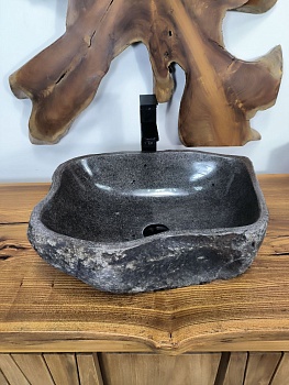 Раковина из речного камня RS-66694 49х39х15 из натурального камня