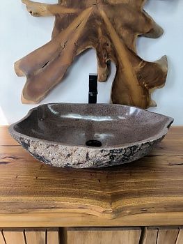 Раковина из речного камня RS-66502 60х46х16 из натурального камня