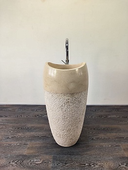 Раковина напольная из мрамора Pedestal Cream Gentong MN-65914 45х45х88 из натурального камня