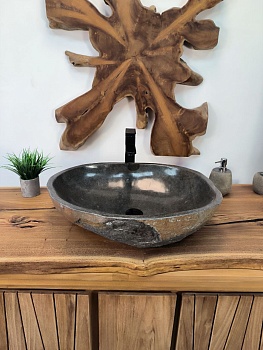 Раковина из речного камня RS-65834 58х47х15 из натурального камня