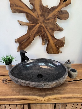 Раковина из речного камня RS-65814 63х45х15 из натурального камня