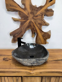 Раковина из речного камня RS-66562 53х47х15 из натурального камня