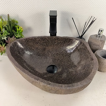 Раковина из речного камня RS-65594 49*38*15 из натурального камня
