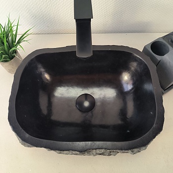 Раковина из андезита Erozy Black EA-66107 43*32*15  из натурального камня