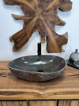 Раковина из речного камня RS-66425 56х36х15 из натурального камня