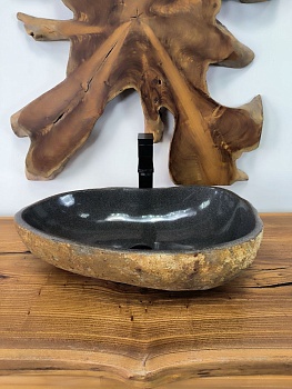 Раковина из речного камня RS-66579 56х34х15 из натурального камня