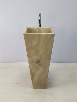 Раковина напольная из оникса Square Yellow ON-66244 40х40х90 из натурального камня