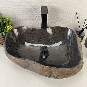 Раковина из речного камня RS-65414 52*38*15 из натурального камня