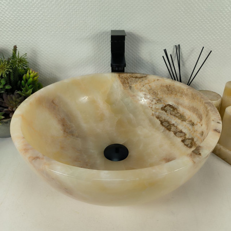 Каменная раковина из оникса Bowl Yellow BO-04539 (45*45*17) 0199 из натурального камня
