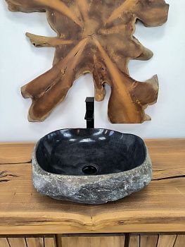 Раковина из речного камня RS-66311 48х43х14 из натурального камня