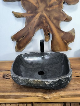 Раковина из речного камня RS-66688 52х48х15 из натурального камня