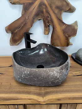 Раковина из речного камня RS-66286 47х46х17 из натурального камня
