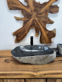 Раковина из речного камня RS-66324 63х33х15 из натурального камня