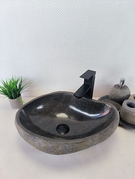 Раковина из речного камня RS-66200 48х35х15 из натурального камня