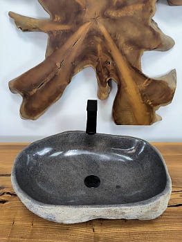 Раковина из речного камня RS-66541 56х37х15 из натурального камня