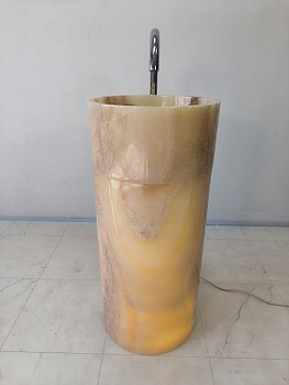 Раковина напольная из оникса Silinder ON-65942 40х40х90 из натурального камня