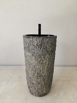 Раковина напольная из андезита Pedestal Black Marmo MN-65944 45х44х90 из натурального камня
