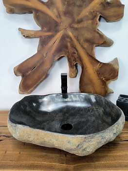 Раковина из речного камня RS-66643 60х46х15 из натурального камня