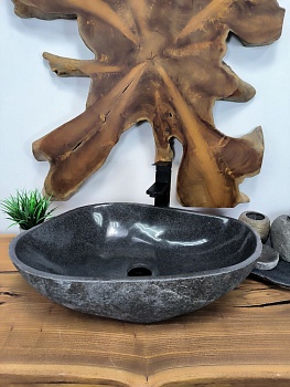 Раковина из речного камня RS-66345 62х40х15 из натурального камня