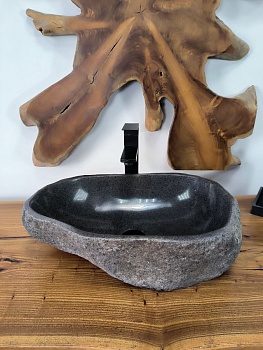 Раковина из речного камня RS-66646 51х34х15 из натурального камня