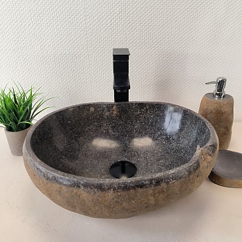 Раковина из речного камня RS-66024 43х35х15 из натурального камня