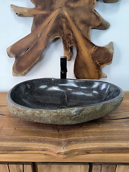 Раковина из речного камня RS-66586 61х42х15 из натурального камня