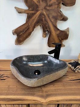 Раковина из речного камня RS-65891 55х39х15 из натурального камня